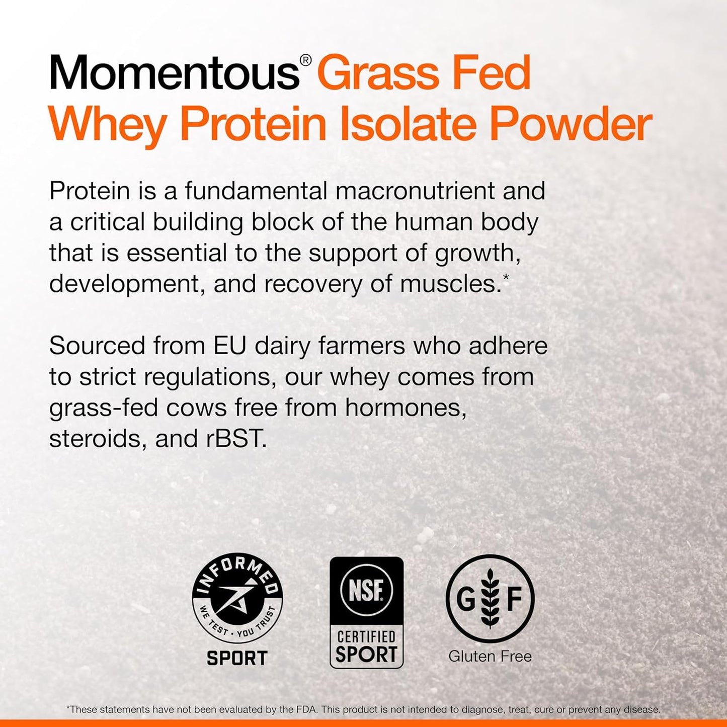 Momentous Essential Grass-Fed Whey Protein Powder - 20g Whey Isolate Protein - NSF Certified, Gluten-Free, 24 Servings for Essential Everyday Use, Vanilla (Package May Vary)