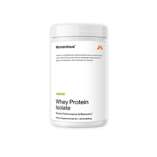 Momentous Essential Grass-Fed Whey Protein Powder - 20g Whey Isolate Protein - NSF Certified, Gluten-Free, 24 Servings for Essential Everyday Use, Vanilla (Package May Vary)