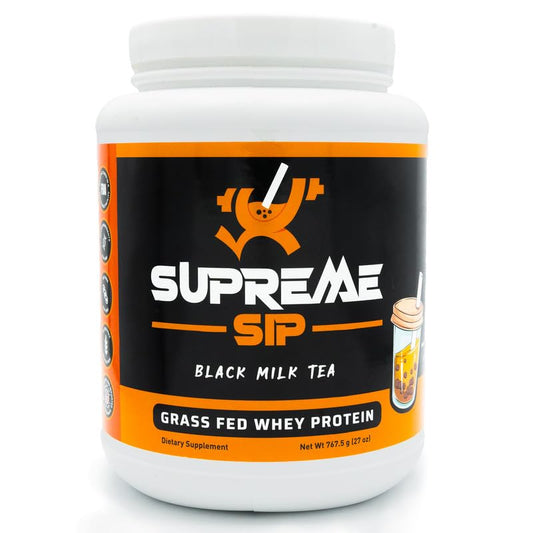 Supreme Sip Boba Protein Powder Made with Real Black Tea - Boba Milk Tea Sweetened with Natural Monk Fruit - Clean, Creamy Boba Tea Protein Powder - Grass Fed Whey Protein Isolate Bubble Tea - 27 Oz