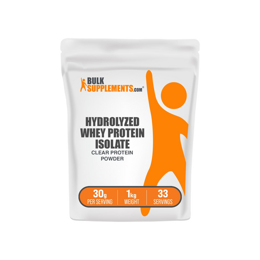 BulkSupplements.com Hydrolyzed Whey Protein Isolate Powder - Clear Whey Isolate Protein - Unflavored & Gluten Free, 30g per Serving, 1kg (2.2 lbs) (Pack of 1)