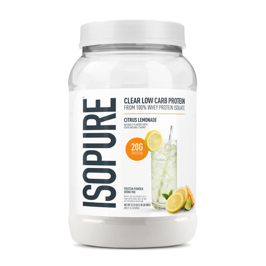 Isopure Clear Whey Isolate Protein Powder Infusions, Lactose Free, Gluten Free, Naturally Flavored, Citrus Lemonade, 20g Protein Per Serving, 1.9 Lb, 36 Servings