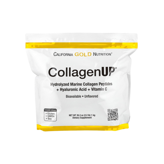 California Gold Nutrition CollagenUP®, Hydrolyzed Marine Collagen Peptides with Hyaluronic Acid and Vitamin C, Unflavored, 2.2 lb (1 kg)