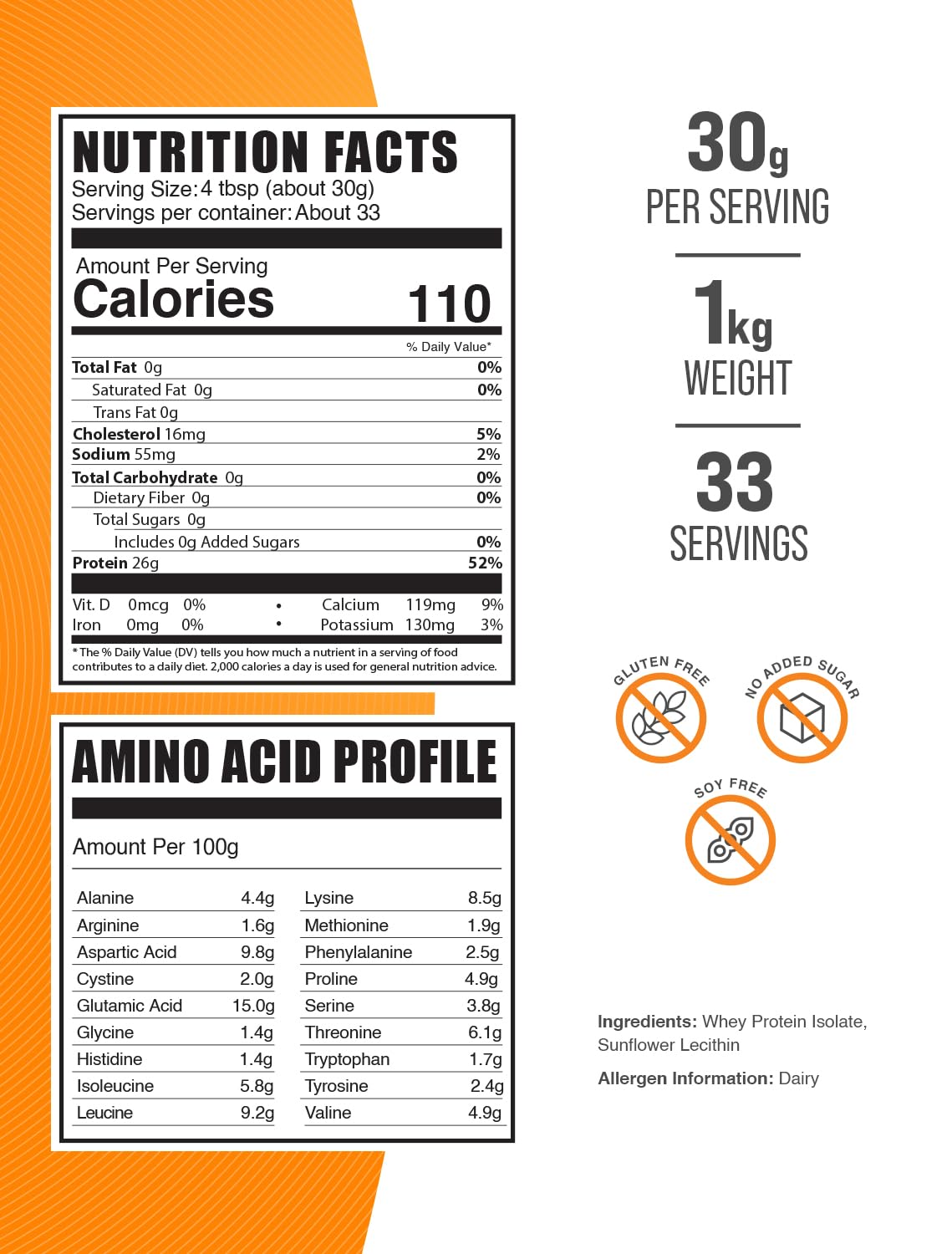 BulkSupplements.com Hydrolyzed Whey Protein Isolate Powder - Clear Whey Isolate Protein - Unflavored & Gluten Free, 30g per Serving, 1kg (2.2 lbs) (Pack of 1)