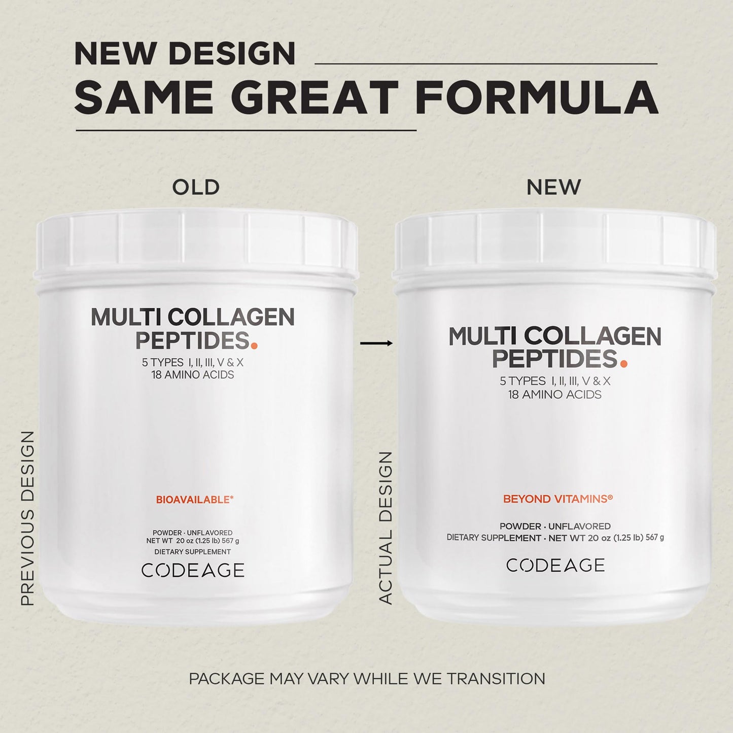 Codeage Multi Collagen Protein Powder Peptides, Hydrolyzed Collagen for Women & Men, Collagen Supplements, Grass Fed Bone Broth, 2-Month Supply, Unflavored, Type 1, 2, 3, 5 & 10, Non-GMO - 20 OZ