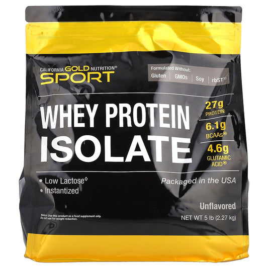 California Gold Nutrition Sport, Whey Protein Isolate, Unflavored, 5 lb (2.27 kg)