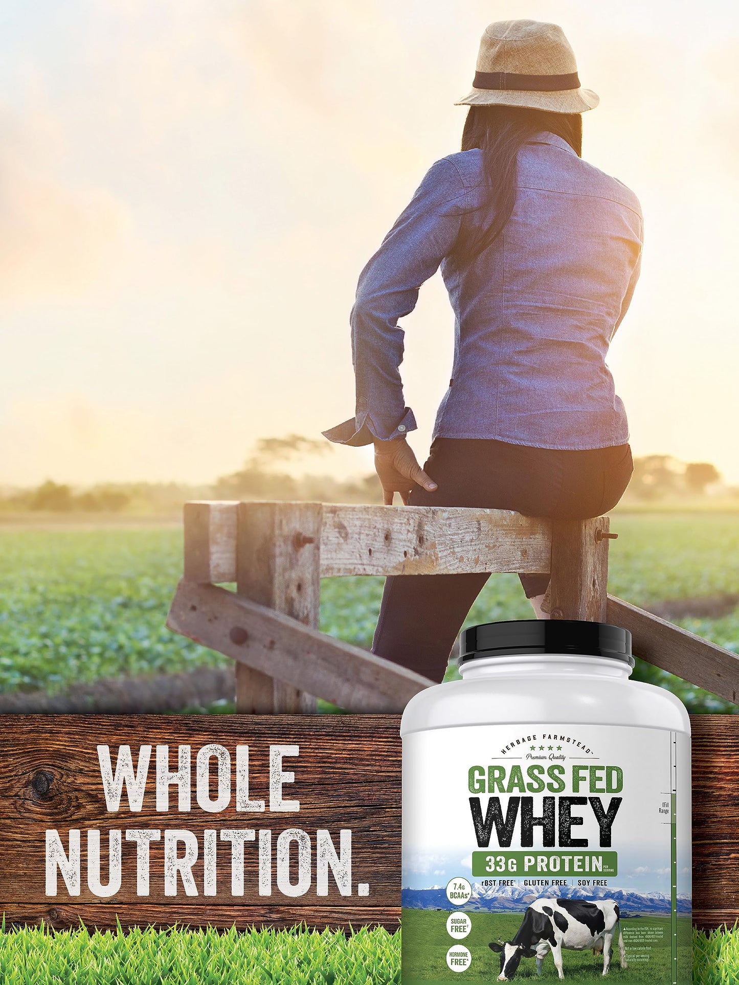 Carlyle Grass Fed Whey Protein Powder | 5lb (80 oz) | 33g of Protein Per Serving | Unflavored | Sugar and Hormone Free | Non-GMO and Gluten Free Supplement | by Herbage Farmstead